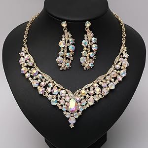 Sukkhi Charming AD Diamonds Studded Floral Choker Necklace with Danlge Earrings Maangtikka Jewellery Set for Women & Girls